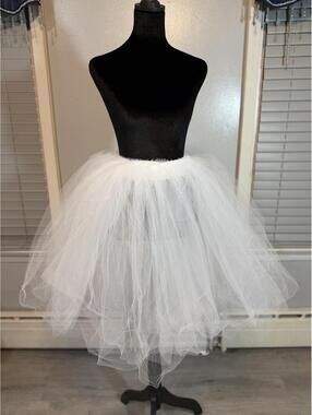 White Tulle Tutu Skirt Balletcore Fairycore Layered Mesh Mini XS